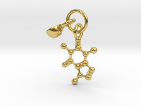 Cup Caffeine Charm Pendant - Science Jewelry in Polished Brass (Interlocking Parts)