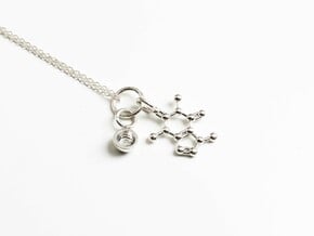 Cup Caffeine Charm Pendant - Science Jewelry in Polished Silver (Interlocking Parts)