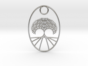 Fractal Tree Oval Pendant Redux in Natural Silver