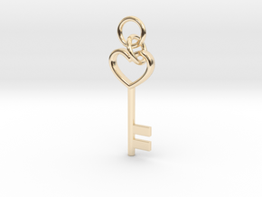 Cute Cosplay Charm - Heart Key (with links) in 14k Gold Plated Brass