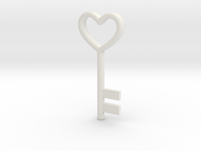 Cute Cosplay Charm - Heart Key in White Natural Versatile Plastic