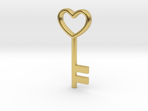 Cute Cosplay Charm - Heart Key in Polished Brass