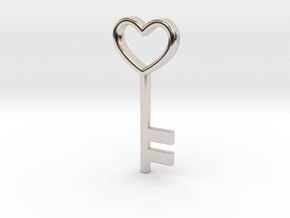 Cute Cosplay Charm - Heart Key in Rhodium Plated Brass