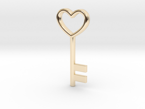 Cute Cosplay Charm - Heart Key in 14k Gold Plated Brass