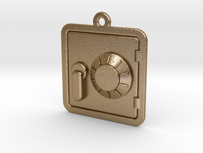 Engraveable Pendant of a Dial Safe  ~~Type-1 in Polished Gold Steel