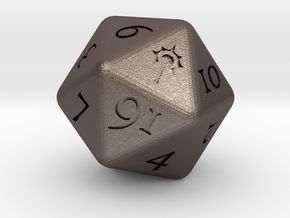 D20 D&D Cleric's Dice in Polished Bronzed-Silver Steel