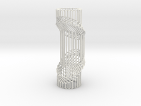 Wire Cylinder Zig-Zag with Double Diagonal Shift  in White Natural Versatile Plastic