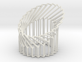 Wire Cylinder Zig-Zag with Cut Diagonal Shift  in White Natural Versatile Plastic