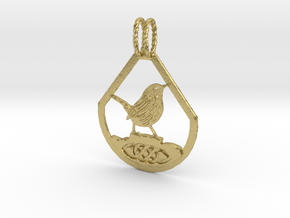 Celtic Zodiac Wren in Natural Brass