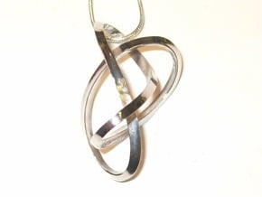 Mobius Figure 8 Knot Pendant - two sizes in Rhodium Plated Brass: Small