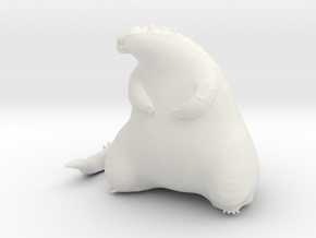 Cute Fat Godzilla in White Natural Versatile Plastic
