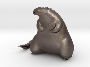 Cute Fat Godzilla in Polished Bronzed-Silver Steel