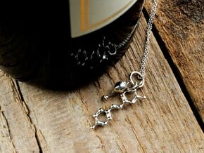 Wine Resveratrol Charm Pendant - Science Jewelry in Polished Silver (Interlocking Parts)