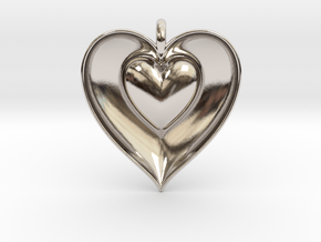Half Heart Pendant in Rhodium Plated Brass