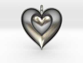 Half Heart Pendant in Natural Silver