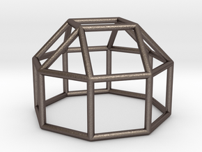 0770 J19 Elongated Square Cupola (a=1cm) #1 in Polished Bronzed-Silver Steel