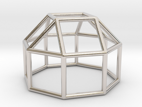 0770 J19 Elongated Square Cupola (a=1cm) #1 in Rhodium Plated Brass