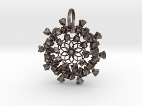 FLOWER NUGGET CLUSTER PENDANT in Polished Bronzed-Silver Steel