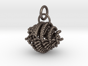 THE GRAPES BASKET PENDANT in Polished Bronzed-Silver Steel