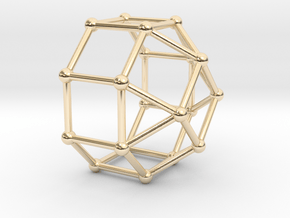 0771 J19 Elongated Square Cupola (a=1cm) #2 in 14k Gold Plated Brass