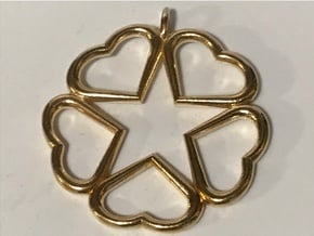 Hearts Hidden Pentacle pendant  in Natural Brass
