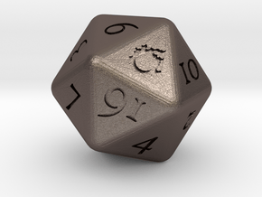 D20 D&D FFXIV Dice in Polished Bronzed-Silver Steel