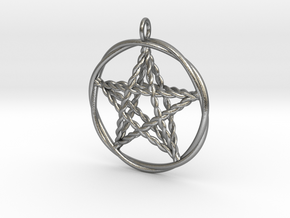 Pentacle pendant - woven in Natural Silver