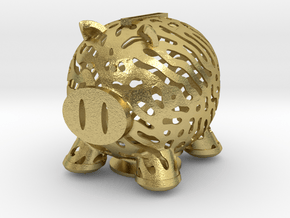 Nature Made Piggy Bank in Natural Brass