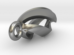 Spiral Spheroid Pendant 2 in Natural Silver