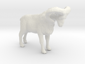 HO Scale (1:87) Bighorn Sheep Ram in White Natural Versatile Plastic