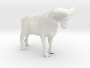 HO Scale (1:87) Bighorn Sheep Ram in White Natural Versatile Plastic