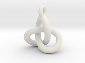 Trefoil Knot Pendant in White Natural Versatile Plastic