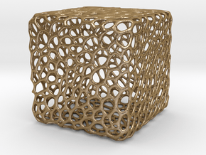 Cube Voronoi Free 3d Print Model by KTkaRAJ in Polished Gold Steel: Medium