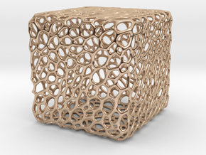 Cube Voronoi Free 3d Print Model by KTkaRAJ in 14k Rose Gold: Large