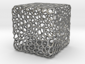 Cube Voronoi Free 3d Print Model by KTkaRAJ in Natural Silver: Medium