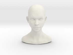 African Boy Head Bust in White Natural Versatile Plastic: Medium