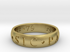 Sir Francis Drake Sic Parvis Magna Ring, Size US12 in Natural Brass