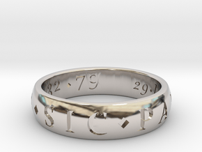 Sir Francis Drake Sic Parvis Magna Ring, Size US12 in Rhodium Plated Brass