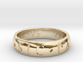 Sir Francis Drake Sic Parvis Magna Ring, Size US12 in 14k Gold Plated Brass