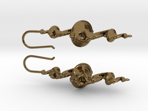 Dragon Earrings with integrated hooks - 5cm in Polished Bronze