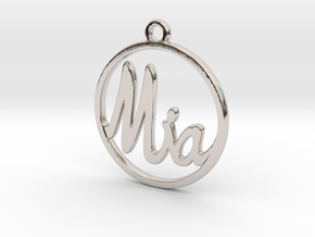 Mia First Name Pendant in Rhodium Plated Brass