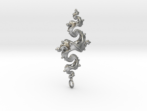 Dragon Pendant 5cm in Natural Silver