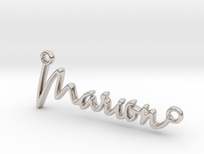 Marion First Name Pendant in Rhodium Plated Brass
