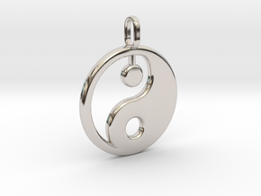 Yin yang pendant in Rhodium Plated Brass: Medium