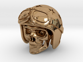 Easy Rider Skull (50mm H) in Polished Brass