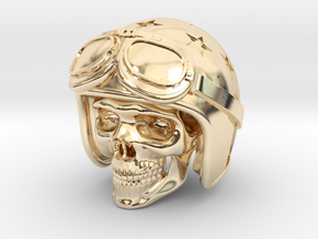 Easy Rider Skull (50mm H) in 14K Yellow Gold