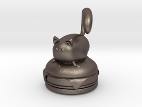 Cat on a Burger in Polished Bronzed-Silver Steel