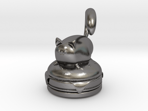 Cat on a Burger in Polished Nickel Steel
