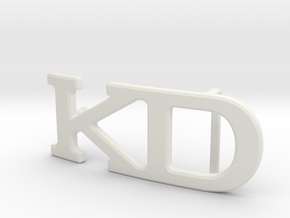 Custom Monogram Belt Buckle - KD in White Natural Versatile Plastic