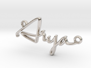 Arya First Name Pendant in Rhodium Plated Brass